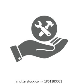 Maintenance, repair service tools icon. Gray color vector graphics.