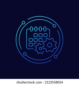 Maintenance Schedule Icon With A Calendar, Linear Design