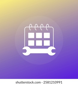 maintenance schedule icon with wrench and calendar, vector