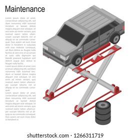 Maintenance service car concept background. Isometric illustration of maintenance service car vector concept background for web design