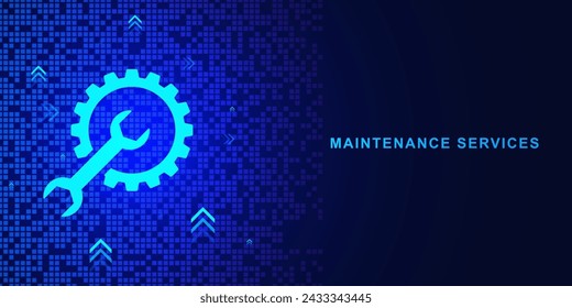 Maintenance service concept with gear and tool. Technical support, customer help, customer service for business and technology background. Vector illustration.
