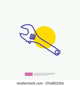 maintenance service concept icon with wrench sign symbol. engineering related icon for plumbing, industrial, construction. fill color line vector illustration