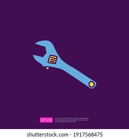 maintenance service concept icon with wrench sign symbol. engineering related icon for plumbing, industrial, construction. fill color line vector illustration