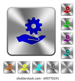 Maintenance service engraved icons on rounded square glossy steel buttons