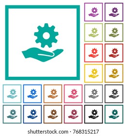 Maintenance service flat color icons with quadrant frames on white background