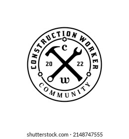 Maintenance Serviceman Handyman Logo With Hammer And Wrench Vector Design