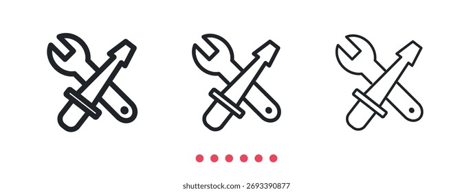 Icono de mantenimiento y Configuraciones. Vector de icono de línea delgada