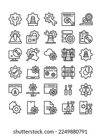 maintenance simple line icon pack vector illustration