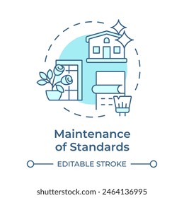 Maintenance of standards soft blue concept icon. Property management, living environment. Round shape line illustration. Abstract idea. Graphic design. Easy to use in infographic, presentation