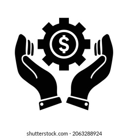 Maintenance, support, hands icon. Black vector graphics.