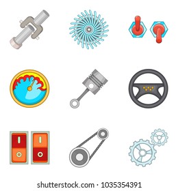 Maintenance support icons set. Cartoon set of 9 maintenance support vector icons for web isolated on white background