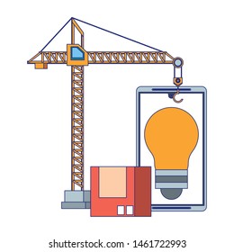 maintenance support technology web construction in smartphone hardware cartoon vector illustration graphic design