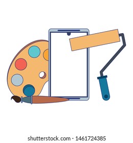 maintenance support technology web construction in smartphone hardware cartoon vector illustration graphic design