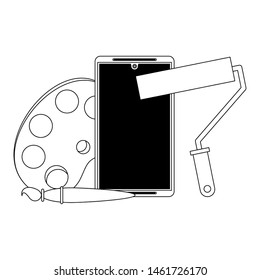 maintenance support technology web construction in smartphone hardware cartoon vector illustration graphic design