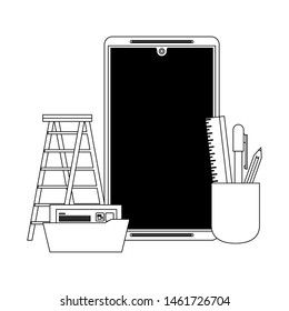 maintenance support technology web construction in smartphone hardware cartoon vector illustration graphic design