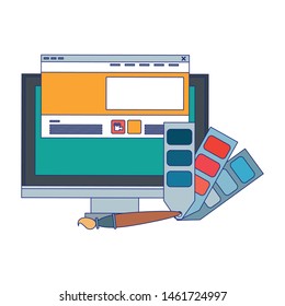 maintenance support technology website hardware computer screen cartoon vector illustration graphic design