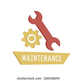 Maintenance symbol on white background,Retro colour concept,clean vector 