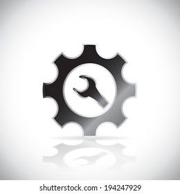 Maintenance symbol - spanner and cogwheel