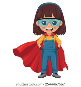 Herói técnico de manutenção vestindo sua capa de super-herói. Mulher de mão com equipamento de proteção individual focado em tarefas de manutenção, reparos em ambientes industriais e domésticos