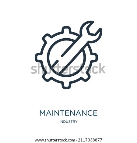 maintenance thin line icon. technology, development linear icons from industry concept isolated outline sign. Vector illustration symbol element for web design and apps.