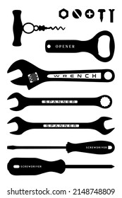 Maintenance Tool Build Handyman Set Vector With Bottle Opener And Screw