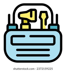 Maintenance toolbox icon outline vector. Tool box. Kit case color flat