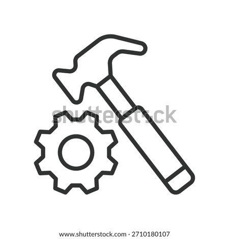 Maintenance tools icon in line design. hammer, wrench, repair, engineering, system, adjustment, fixing on white background vector. maintenance repair editable stroke icon