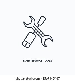 Maintenance tools outline icon. Simple linear element illustration. Isolated line Maintenance tools icon on white background. Thin stroke sign can be used for web, mobile and UI.