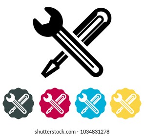 Maintenance Tools Scredriver and Wrench Icon  - Illustration