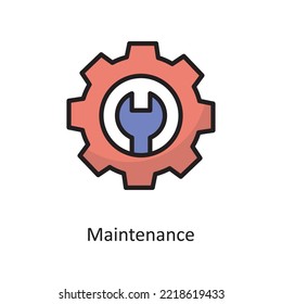Maintenance Vector  Filled Outline Icon Design illustration. Cloud Computing Symbol on White background EPS 10 File