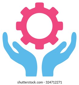 Maintenance vector icon. Style is bicolor flat symbol, pink and blue colors, rounded angles, white background.