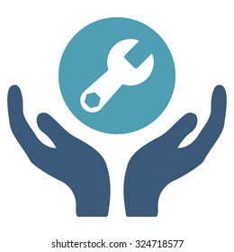 Maintenance vector icon. Style is bicolor flat symbol, cyan and blue colors, rounded angles, white background.