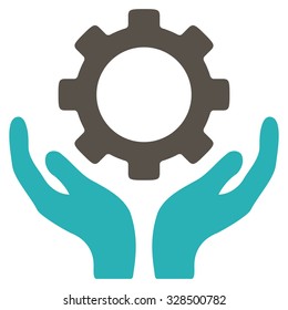 Maintenance vector icon. Style is bicolor flat symbol, grey and cyan colors, rounded angles, white background.