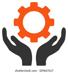 Maintenance vector icon. Style is bicolor flat symbol, orange and gray colors, rounded angles, white background.