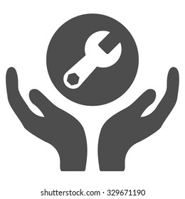 Maintenance vector icon. Style is flat symbol, gray color, rounded angles, white background.