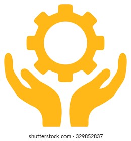 Maintenance vector icon. Style is flat symbol, yellow color, rounded angles, white background.
