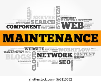 Maintenance word cloud, technology business concept background