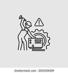 Maintenance Worker Engineer Vector Line Icon