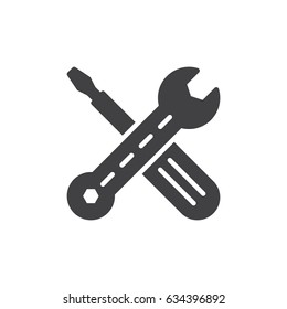 Maintenance, Wrench and screwdriver icon vector, filled flat sign, solid pictogram isolated on white. Symbol, logo illustration. Pixel perfect