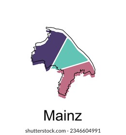 Mainz City of Germany map vector illustration, vector template with outline graphic sketch style on white background