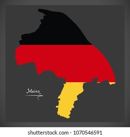 Mainz map with German national flag illustration