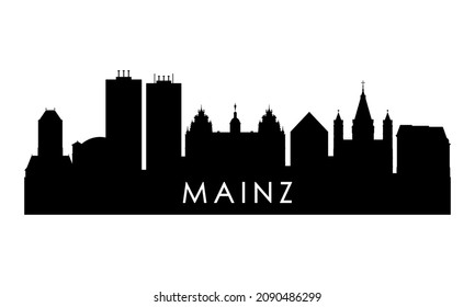 Mainz skyline silhouette. Black Mainz city design isolated on white background. 