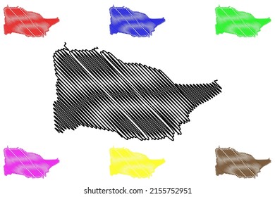 Mairi municipality (Bahia state, Municipalities of Brazil, Federative Republic of Brazil) map vector illustration, scribble sketch Mairi map
