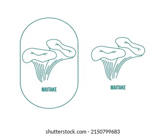maitake mushroom line art vector illustration 