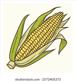 Maize cob vector design and illustration with white baxckground