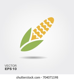 Maize, Corn flat icon vector, colorful logo illustration with the shadow isolated on white