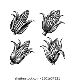 Maize Corn Silhouette Icon Illustration - Perfect for T-shirt, Hoodie, and Pillow Cover Designs