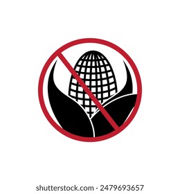 Maize icon in prohibition sign. forbidden symbol flat illustration on white background..eps