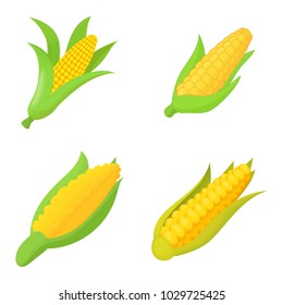 Maize icon set. Cartoon set of maize vector icons for web design isolated on white background