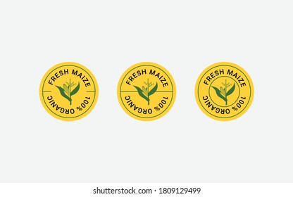 Maize stamp badge label design set. Circle form templates Maize. Element for design, advertising, packaging of Maize products